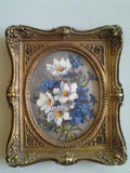 Blue and White Floral Print in Vintage Frame