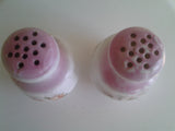 Vintage Pink and White Salt and Pepper Shakers