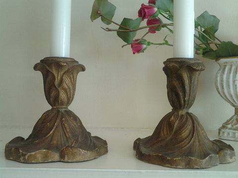 Vintage Syroco Wood Candlestick Holders