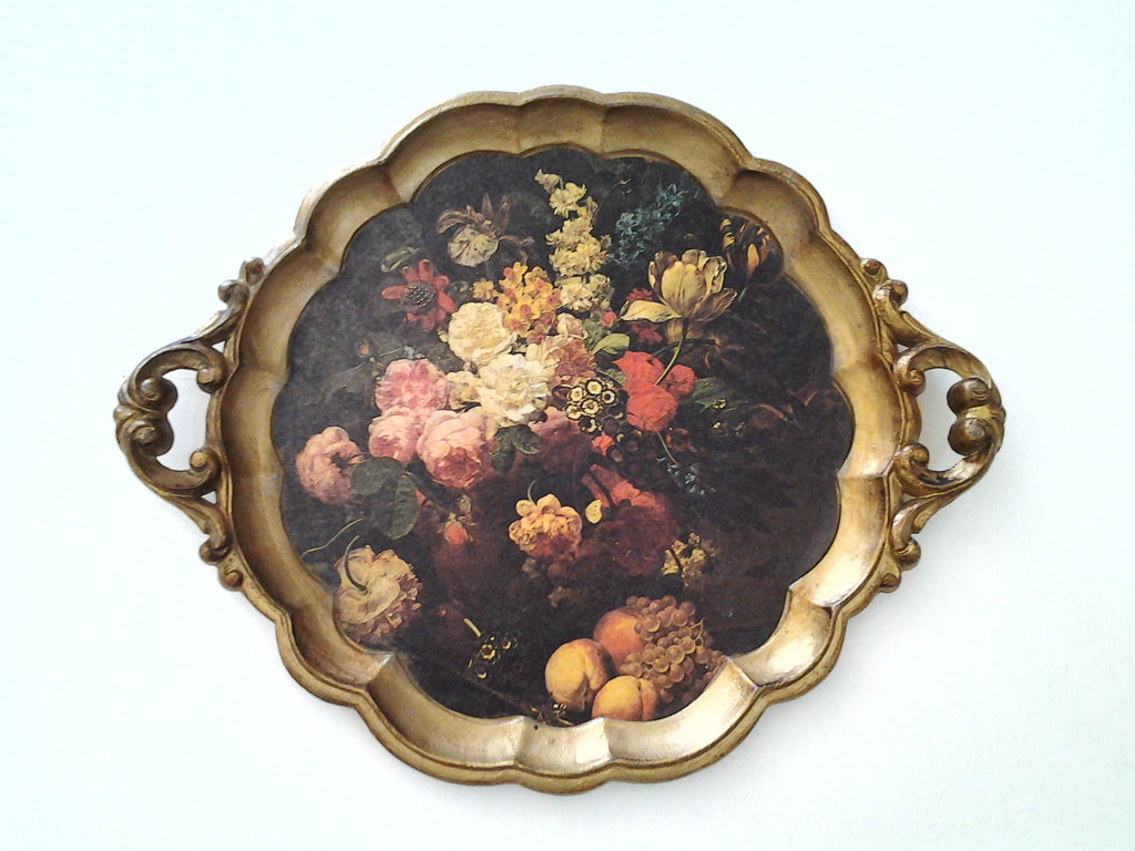 Vintage Florentine Floral Tray
