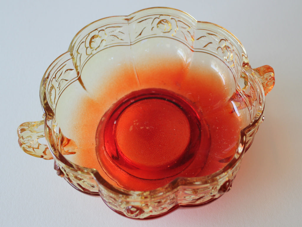 Vintage Aztec Rose Jeannette Glass Candy Dish