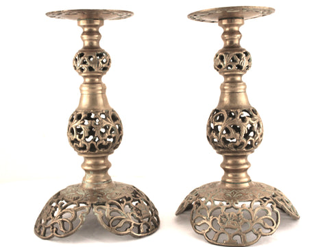 Ornate Brass Candle Holders