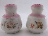 Vintage Pink and White Salt and Pepper Shakers