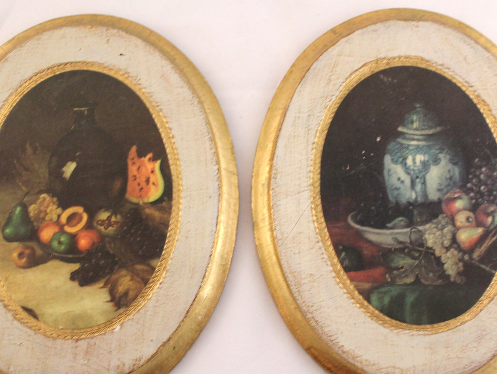 Set of Two Vintage Oval Florentine Plaques