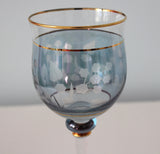 Blue and Gold Vintage Wine Glass