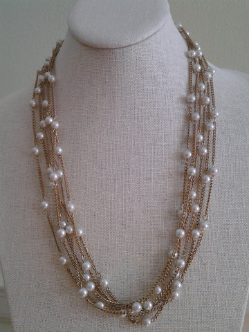 Multi-Strand Vintage Pearl Necklace