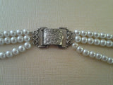 Vintage Pearl Necklace with Rose
